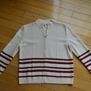 Vintage St. John Sport Santana Knit Zip Textured Cream Cardigan Size P / XS